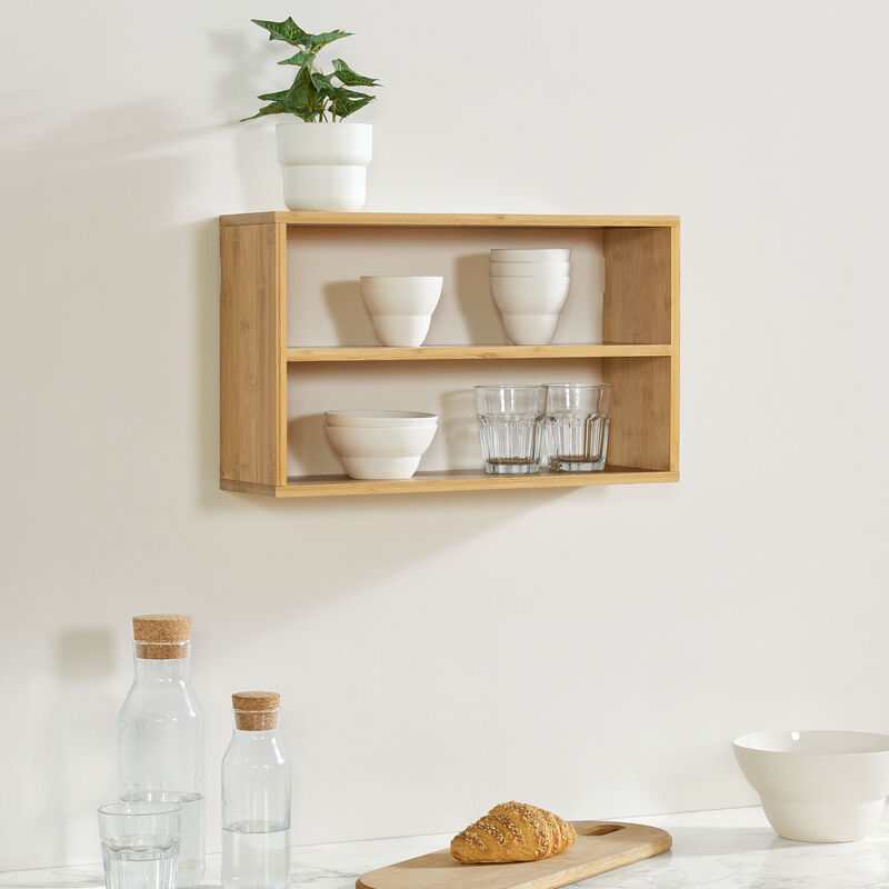 [en.casa] - tagère murale Gol bambou 50 x 15 x 30 cm naturel