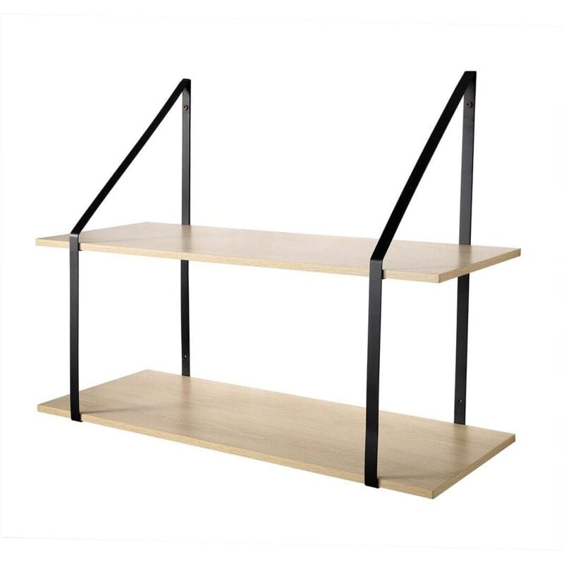 CALICOSY - Etagère murale grande profondeur à 2 niveaux - L80 x P30cm