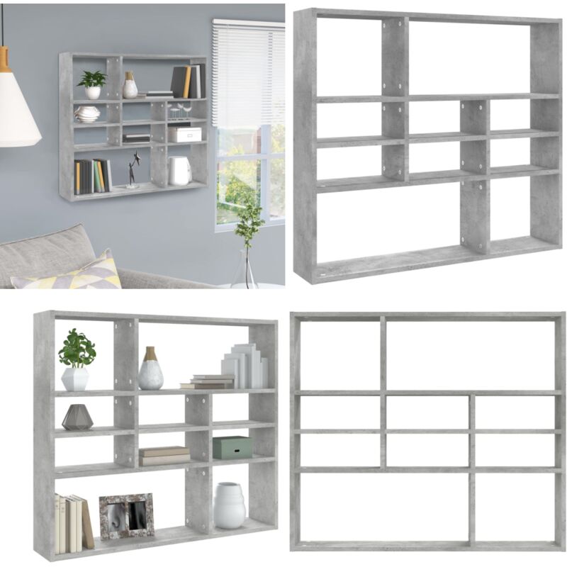 Vidaxl - tagère murale Gris béton 90x16x78 cm Bois d'ingénierie - Etagere Murale - Étagère Design - Rangement Mural - Décoration Murale