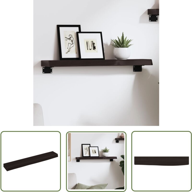 Maison Chic - The Living Store Étagère murale marron foncé 60x10x4 cm bois chêne massif traité - Étagère Murale - Étagère Rustique - Étagère Bois