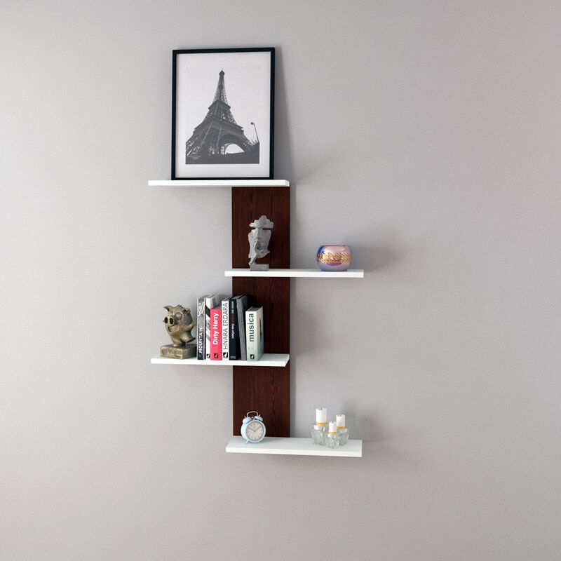 [en.casa] - tagère murale Hammerfest à 4 niveaux 78 x 17 x 100 cm effet wengé blanc