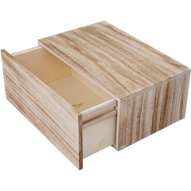 HHG - tagère murale 403, étagère tiroir, style shabby, vintage 21x46x30cm, brun naturel