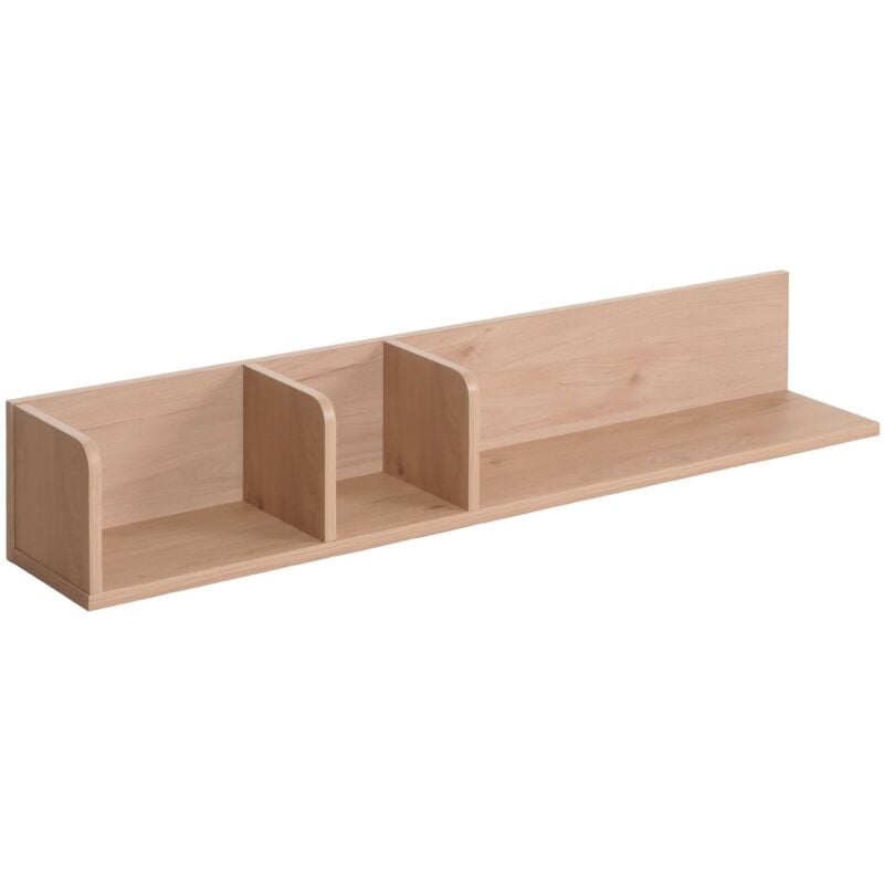 Étagère murale HHG-428, Étagère suspendue Étagère en bois Schweberegal, 3 compartiments 20x120x21cm, beige