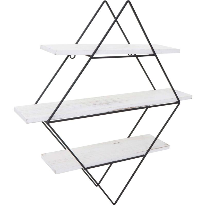 HHG - Etagère murale 842, étagère suspendue, design industriel bois véritable 60x55x12cm, shabby blanc HHG - Etagère murale 842, étagère suspendue, design industriel bois véritable 60x55x12cm, shabby blanc
