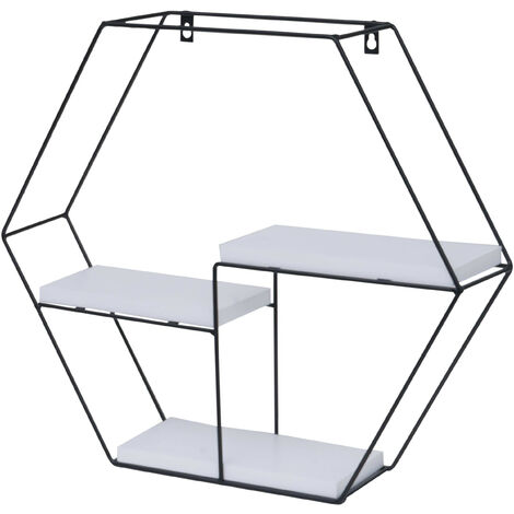 Étagère murale HWC-K76 - Étagère suspendue Étagère flottante - 3 étagères en métal massif-bois industriel 43x49x11cm - blanc