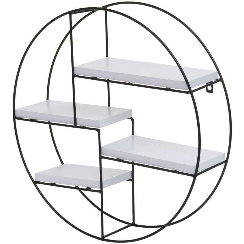 Étagère murale HWC-K76 - Étagère suspendue Étagère flottante - 4 étagères en métal massif-bois industriel 45x45x11cm - blanc