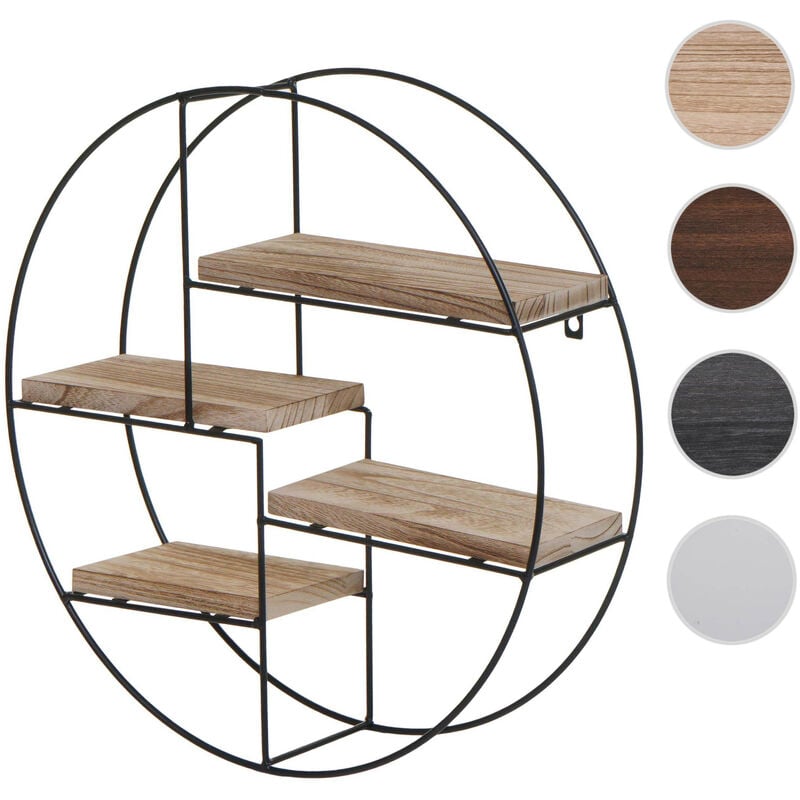 Tagère murale HWC-K76 - Étagère suspendue Étagère flottante - 4 étagères en métal massif-bois industriel 45x45x11cm - brun fon