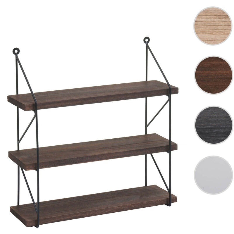 Tagère murale HWC-K78 - Étagère suspendue Étagère flottante - 3 étagères en métal massif-bois industriel 40x40x13cm - gris fon