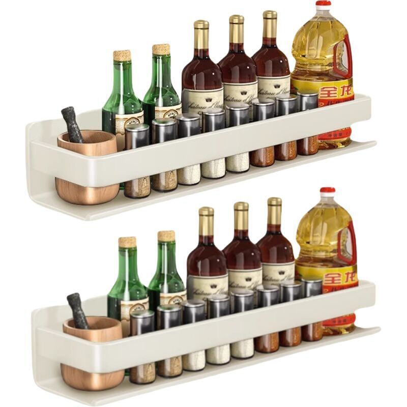 Étagère murale , idéale pour la cuisine et la salle de bain, finition laquée, résistante à la corrosion et à la rouille, lot de 2, blanc cassé