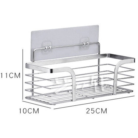 Étagère murale incurvée petit modèle en acier inoxydable 304, fixation sans perçage pour salle de bain et cuisine
