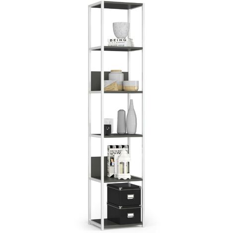 Étagère murale industrielle AKORD Blanche - Grise 40 cm 6 étagères 40x32x192 cm