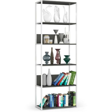 Étagère murale industrielle AKORD Blanche - Grise 70 cm 6 étagères 70x32x192 cm