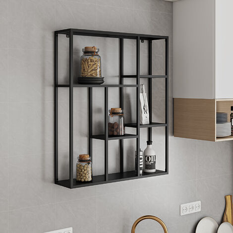 Étagère murale Jämijärvi acier 90 x 75 x 18 cm noir [en.casa]