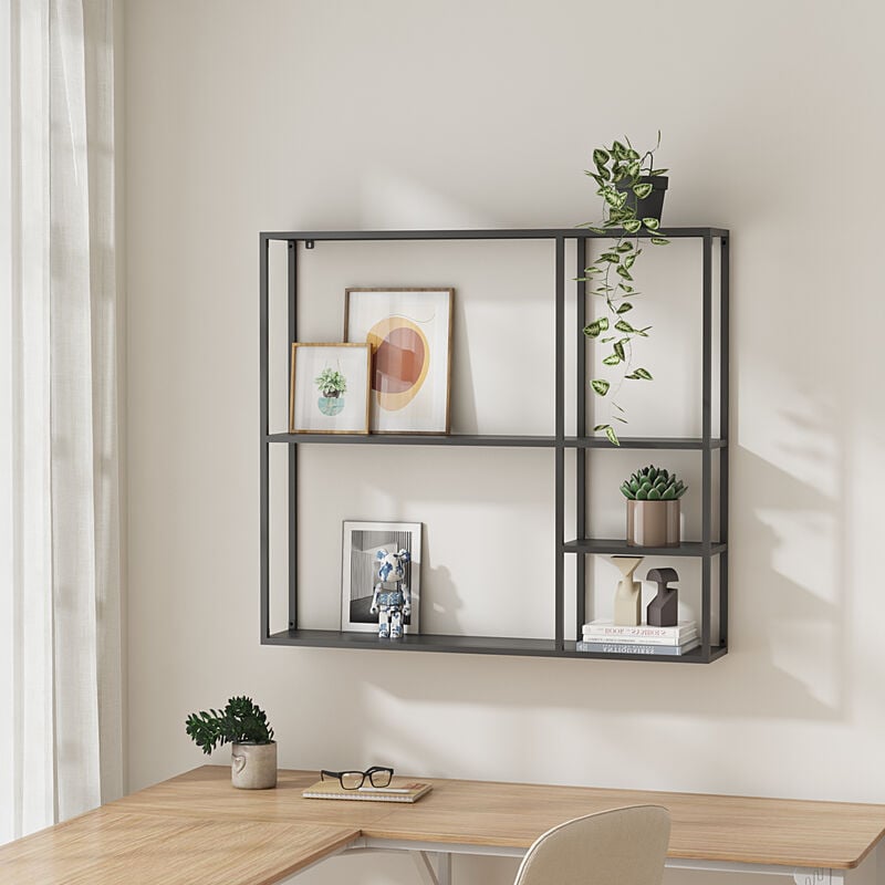 [en.casa] - tagère murale Jämijärvi acier 90 x 100 x 18 cm noir