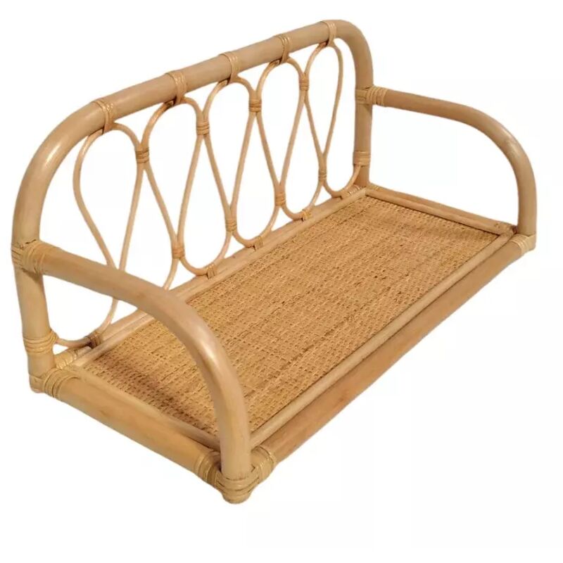 Etagère murale l. 55 cm en rotin naturel angles arrondis - hazel