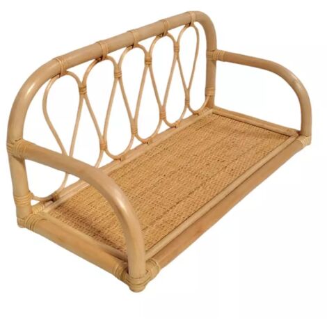 Etagère murale L. 55 cm en rotin naturel angles arrondis - HAZEL