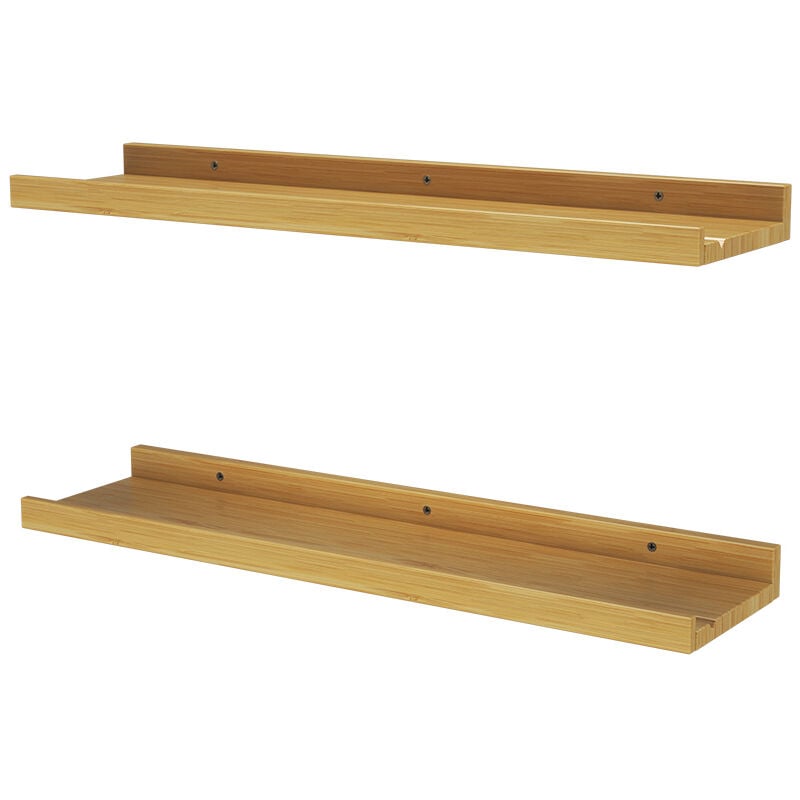 Vicco - tagère murale Linus, Naturel bois, 60x4cm Lot de 2