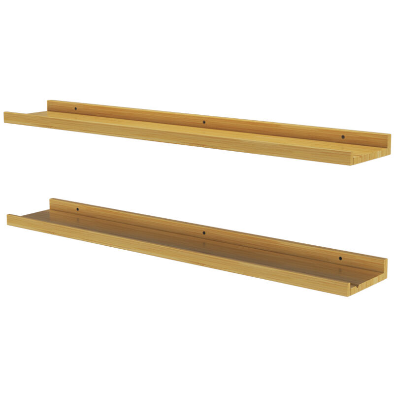 Vicco - tagère murale Linus, Naturel bois, 90x4cm Lot de 2