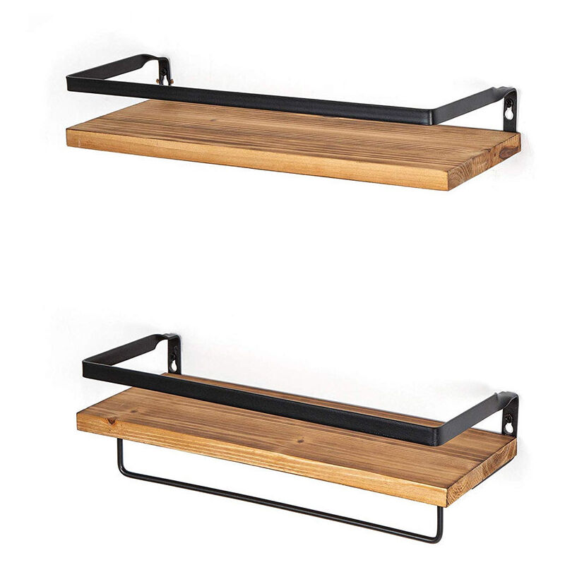 Fei Yu - tagère murale, lot de 2, porte-serviettes, couleur pin