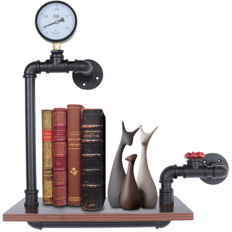 Etagère Murale Lot de Etagères Flottantes en Bois et Fer Charge Maximale 25Kg s'adapte au Salon Chambre ou Bureau