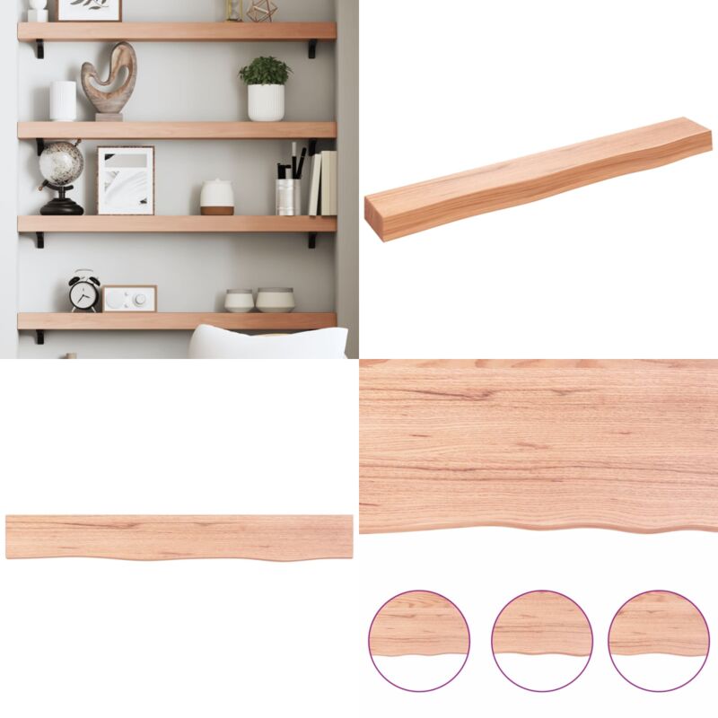Tagère murale marron clair 80x10x6 cm bois chêne massif traité - Étagère Murale - Étagère Rustique - Étagère En Bois - Étagère Chêne - Décoration