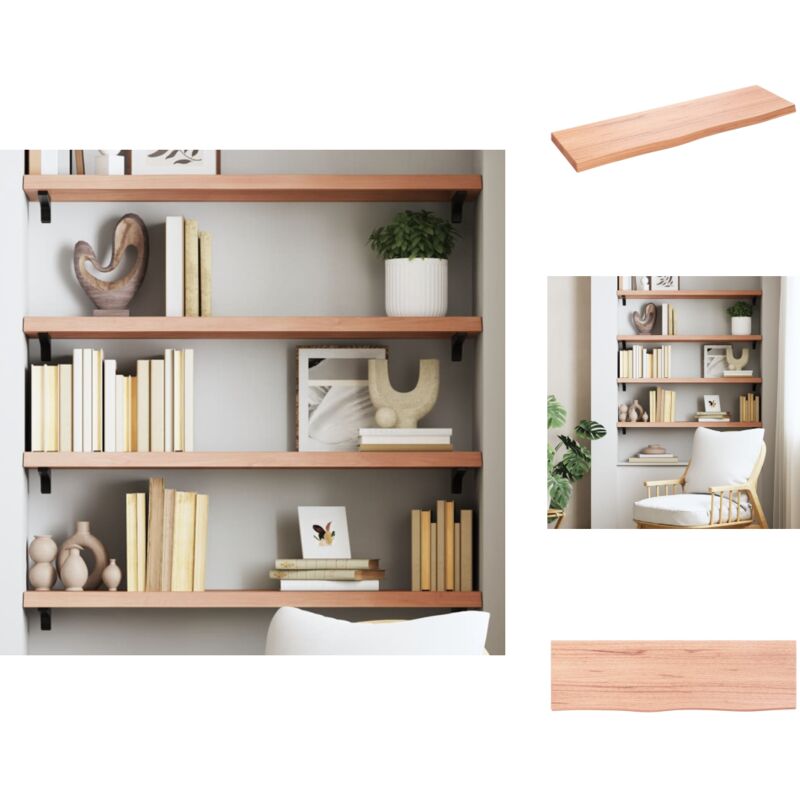 Tagère murale marron clair bois chêne massif traité - Étagère Murale - Étagère Rustique - Étagère Bois Chêne - Rangement Mural - Décoration Murale