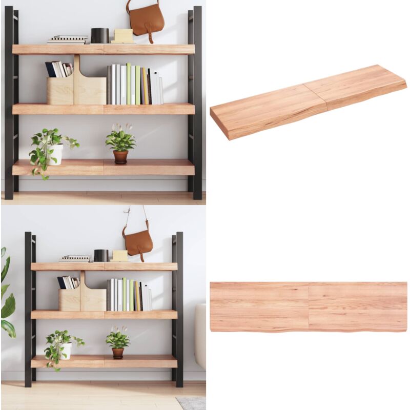 Tagère murale marron clair bois chêne massif traité - Étagère Murale - Étagère Rustique - Étagère Bois Chêne - Rangement Mural - Décoration Murale