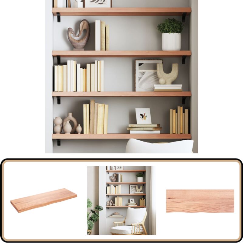 Étagère murale marron clair bois chêne massif traité - Étagère Murale - Étagère Rustique - Étagère En Bois - Étagère Chêne - Rangement Mural