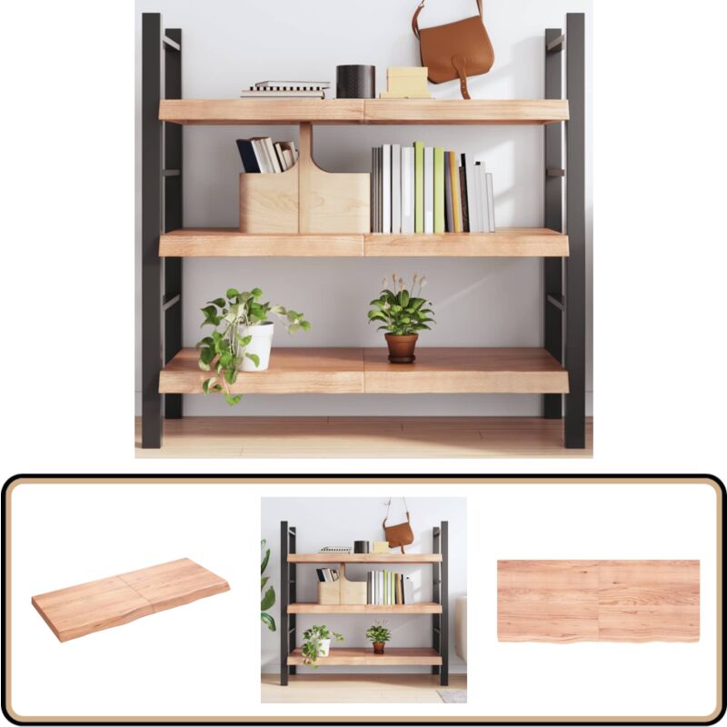 Tagère murale marron clair bois chêne massif traité - Étagère Murale - Étagère Rustique - Étagère En Bois - Étagère Chêne - Rangement Mural