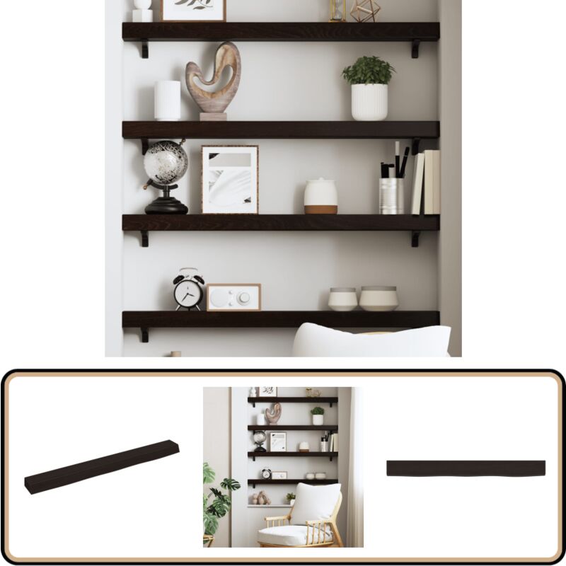 Étagère murale marron foncé 100x10x6cm bois chêne massif traité - Étagère Murale - Étagère Rustique - Étagère En Bois - Étagère Chêne - Décoration