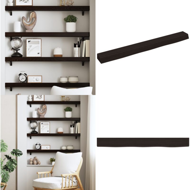 Tagère murale marron foncé 100x10x6cm bois chêne massif traité - Étagère Murale - Étagère Rustique - Étagère En Bois - Étagère Chêne - Décoration