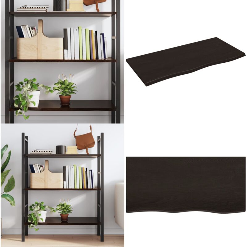 Vidaxl - tagère murale marron foncé 100x50x2cm bois chêne massif traité - Étagère Murale - Étagère Rustique - Étagère En Chêne - Meuble De Rangement