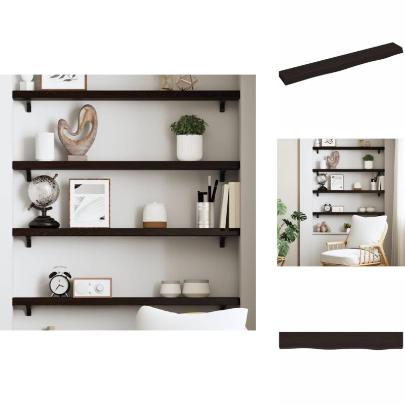 Étagère murale marron foncé 80x10x4 cm bois chêne massif traité - Étagère Murale - Étagère Rustique - Étagère En Bois - Étagère Chêne - Rangement