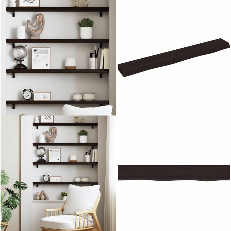 Tagère murale marron foncé 80x10x4 cm bois chêne massif traité - Étagère Murale - Étagère Rustique - Étagère En Bois - Étagère Chêne - Rangement