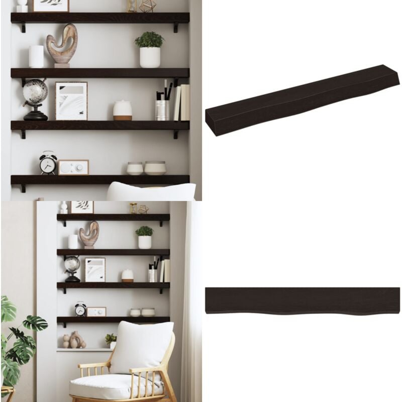 Tagère murale marron foncé 80x10x6 cm bois chêne massif traité - Étagère Murale - Étagère Rustique - Étagère En Bois - Étagère Chêne - Décoration