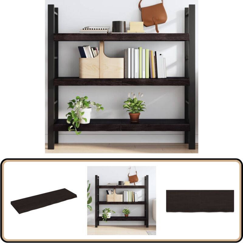 Tagère murale marron foncé bois chêne massif traité - Étagère Murale - Étagère Rustique - Étagère En Bois - Étagère Chêne - Rangement Mural