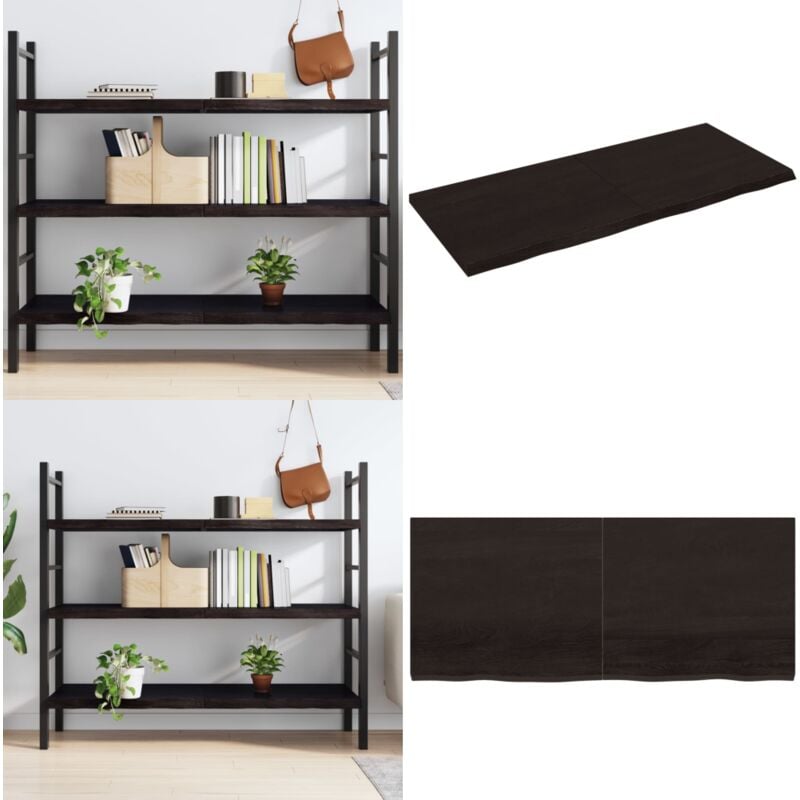 Vidaxl - tagère murale marron foncé bois chêne massif traité - Etagere Murale - Étagère Rustique - Étagère Bois Chêne - Rangement Mural - Meuble