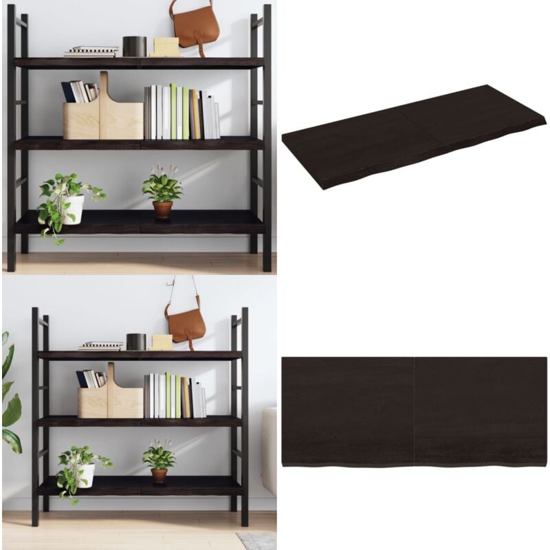 Tagère murale marron foncé bois chêne massif traité - Étagère Murale - Étagère Rustique - Étagère En Bois - Étagère Chêne - Rangement Mural - Home &