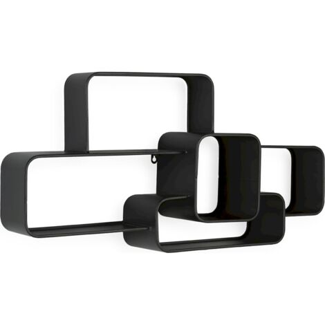 Étagère murale métal noir design moderne pour salon ou bureau - noir mat contemporain