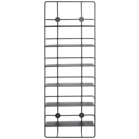 Etagère murale, meuble étagère murale en métal coloris noir  - longueur 37 x profondeur 14 x hauteur 103 cm