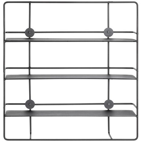 Etagère murale, meuble étagère murale en métal coloris noir -longueur 53 x profondeur 14 x hauteur 56 cm
