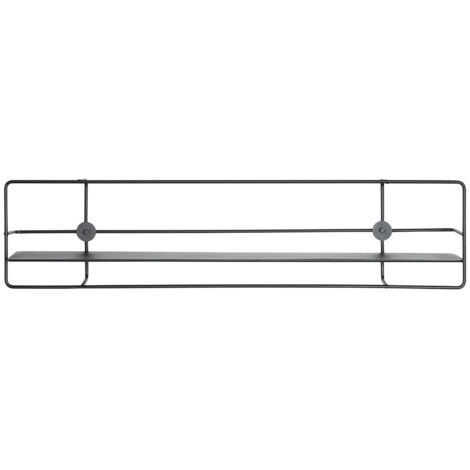 Etagère murale, meuble étagère murale en métal coloris noir  - longueur 90 x profondeur 14 x hauteur 21 cm