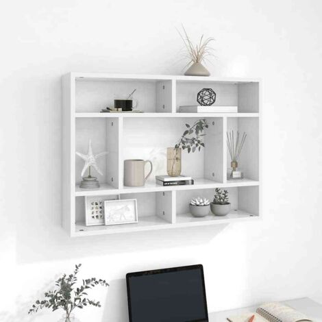 Étagère murale Moderne - Meuble Étagère murale Rangement multiposition Blanc 75x16x55 cm Aggloméré -BV76683