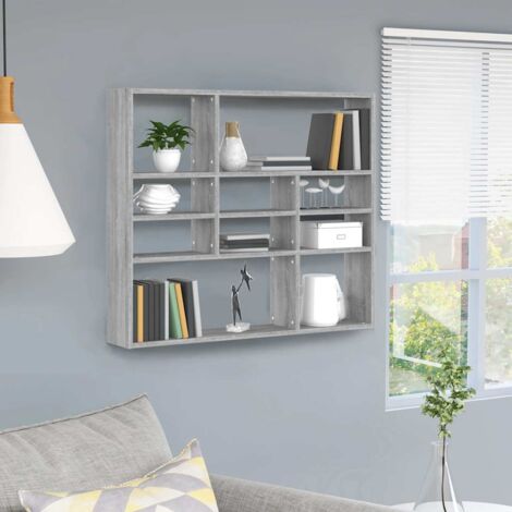 Étagère murale multiposition - Meuble Étagère murale Sonoma gris 90x16x78 cm Bois ingénierie -BV81347