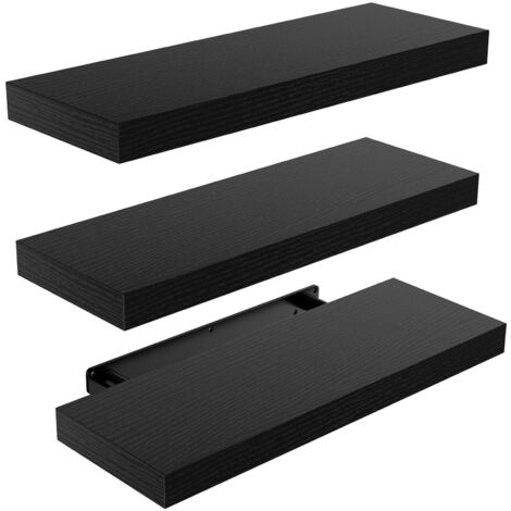 Etagère Murale Noire, Étagere Murale Bois 3 Niveaux Très Belles Etagere avec Longueur 40cm pour Salle de Chambre, Bureau, Salon, etc