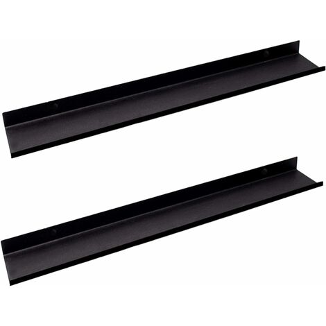 Etagere Murale Noire Set 2 Tablette Murale Flottante 40 cm - Étagère Metallique pour Cadres, Photos, Objet et Deco Murale pour Salon, Cuisine, Entrée, Chambre, Salle de Bain, Bureau. Noir