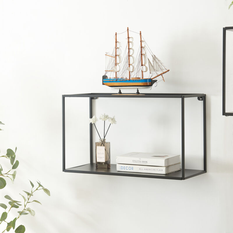 [en.casa] - tagère murale Notodden acier 60 x 25 x 35 cm noir