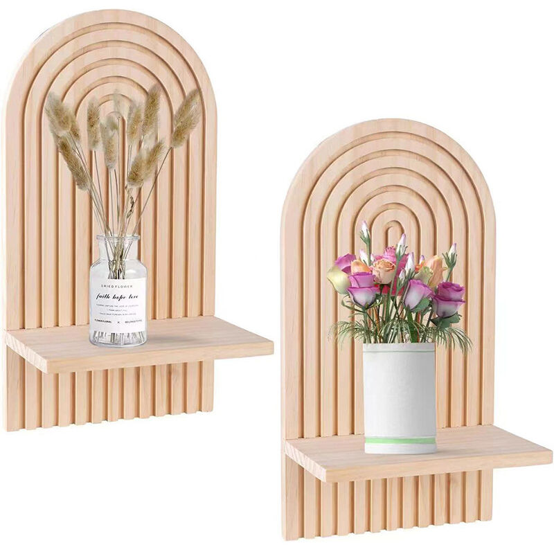 Etagere murale ,1 lot de 2 pièces Panneaux muraux bohèmes, panneaux muraux flottants en bois, pour la décoration murale des chambres, salles de bains