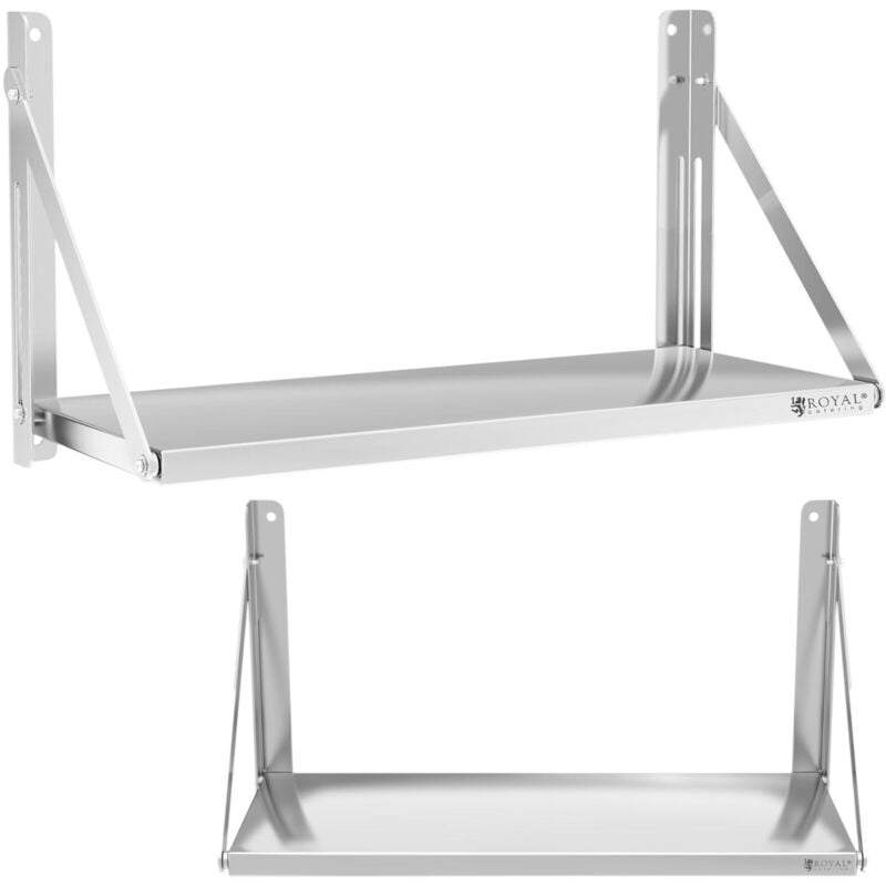 Royal Catering - tagère Murale Pliable Rabattable Métal Inox Cuisine 1 Tablette 80x30cm 40kg