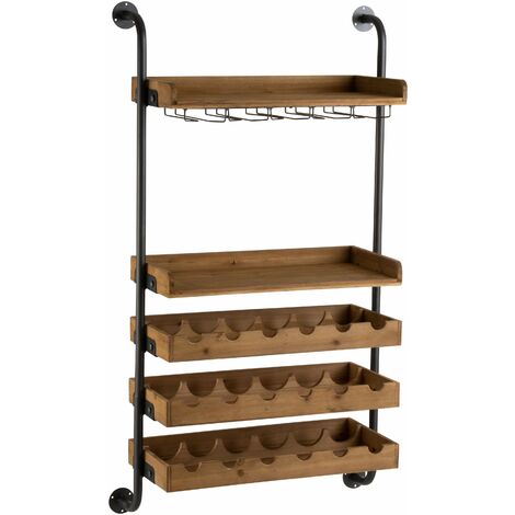Etagère murale pour bouteilles+verres a vin bois naturel - Beige
